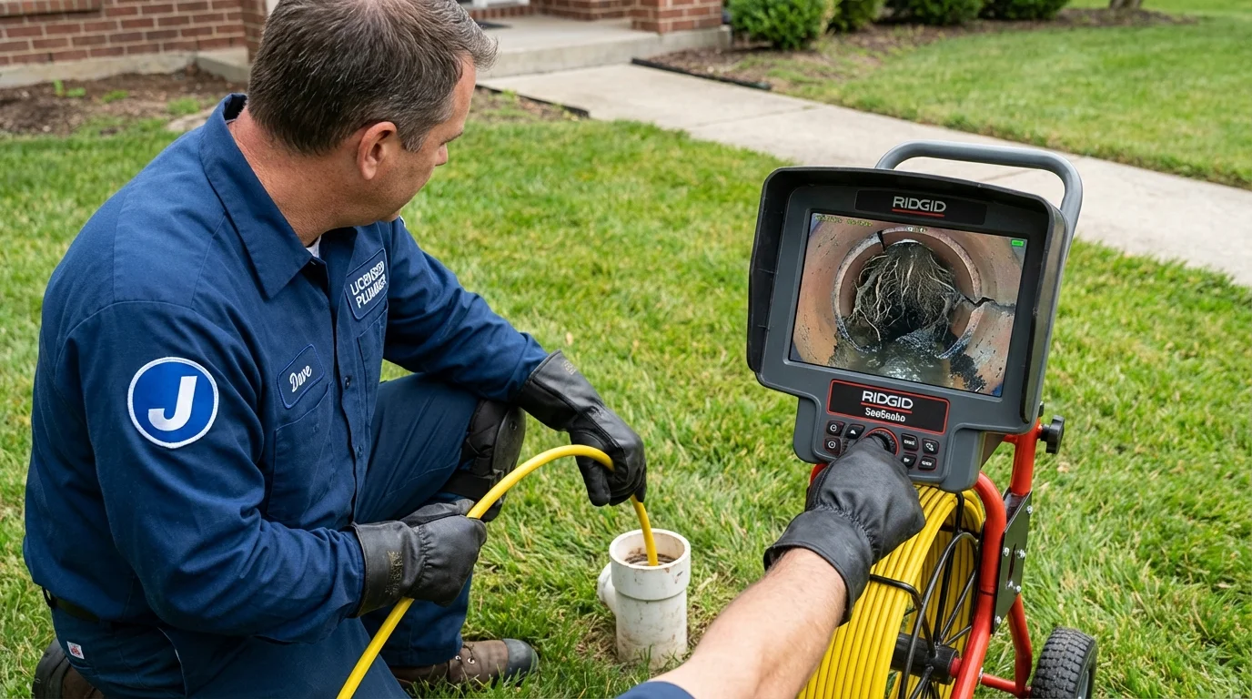 Sewer camera inspection being performed by Johns Plumbing LLC in New Columbia
